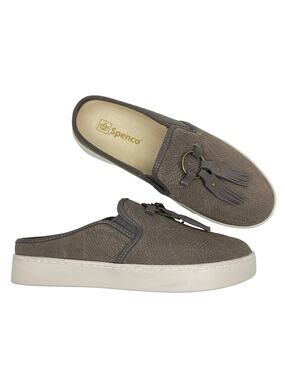 Spenco | 7.5D Bindie Orthotic Gray Snake Skin Embossed Suede Slip-on Slide Clogs